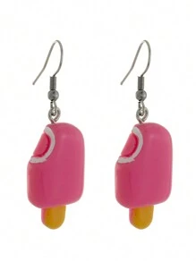 Anti-Allergic Ice Cream Popsicle Earring Different Pink Earring - 粉色 - 查看 1