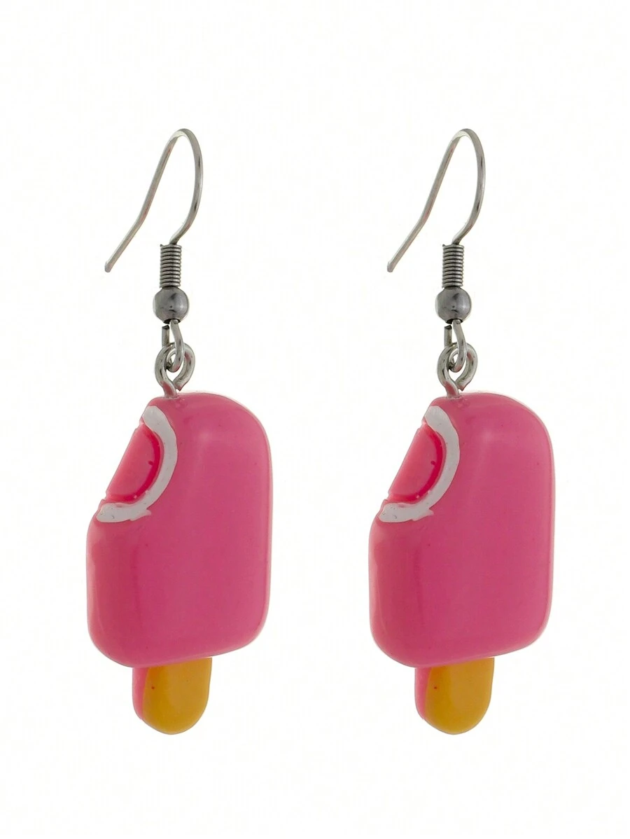 Anti-Allergic Ice Cream Popsicle Earring Different Pink Earring - 粉色 - 查看 1
