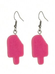 Anti-Allergic Ice Cream Popsicle Earring Different Pink Earring - 粉色 - 查看 3