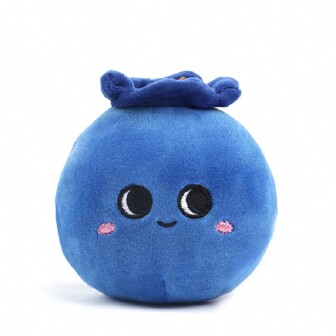 1 件装蓝色拟人化笑脸蓝莓水果毛绒玩具背包挂件派对装饰
