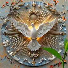 3D Emboss Christian Holy Spirit Wall Hanging Sign, Metal Plaque, Multipurpose Decor, 8x8 Inch Best Gifts - Multicolor - View 5