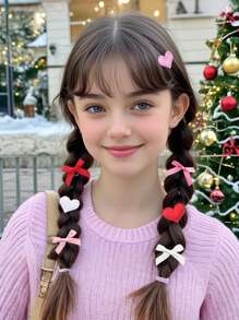 VBOOR [Habibi] Bộ phụ kiện tóc trái tim rung rinh 24/36/48/100/885 chiếc/bộ, bao gồm dây buộc tóc, kẹp tóc trái tim màu hồng, kẹp tóc ruy băng màu hồng, kẹp móng vuốt mini - Thích hợp cho bé gái và phụ nữ, thiết yếu cho kiểu tóc cơ bản - Mũ đội đầu của phụ nữ, phụ kiện tóc trái tim thần tình yêu, tạo vẻ ngoài đáng yêu - Thời trang Valentine mới năm 2025 - Nhiều màu - Xem 5