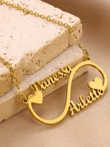 1pc Gold Silver Rose Gold Love Unlimited Custom Double Name Pendant Necklace Simple Style Stainless Steel Choker Jewelry Everyday Wear Accessories Christmas