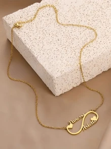 1pc Gold Silver Rose Gold Love Unlimited Custom Double Name Pendant Necklace Simple Style Stainless Steel Choker Jewelry Everyday Wear Accessories Christmas