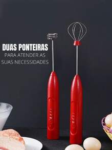 1pc Batidor de leche eléctrico portátil con carga USB: de mano, 3 velocidades 6000 RPM con 2 batidores - Batidora de café compacta - Blanco - Ver 6