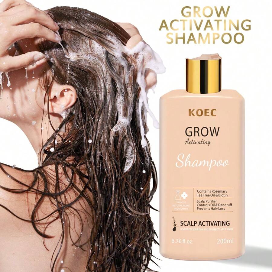 KOEC 滋养洗发水 200ml，迷迭香强化洗发水，注入生物素，清洁并帮助强化脆弱易断的头发 - 粉色 - 查看 1