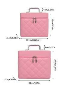 多色可选镜子并可存放化妆刷钻石形刺绣线高级化妆包，镜子收纳一体式便携式手持化妆盒，浴室收纳化妆包，ins风美妆收纳包，波西米亚风，适合度假海滩，浴室收纳，卧室收纳，大容量