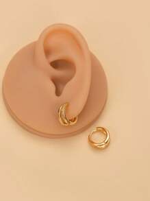 1 Đôi Bông Tai Hoop Đính Đá Cubic Zirconia Lấp Lánh Sang Trọng Đôi Bông Tai Huggie Phong Cách Và Đơn Giản Vàng Nhỏ Khuyên Tai Cho Phụ Nữ Và Bé Gái - Vàng - Xem 4