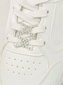 2pcs Elegant Hollow Alloy Shoe Clips With Shiny Rhinestones & Faux Pearls, Suitable For Boots And Sneakers
