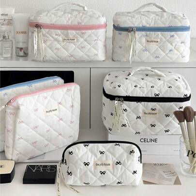 1 件/3 件蝴蝶结化妆包套装，大容量学生宿舍旅行收纳袋