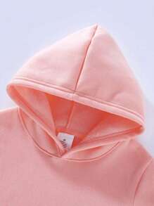 2 pièces/Set sweat-shirt à capuche et pantalon de survêtement avec imprimé de lettre et cœur pour jeune fille