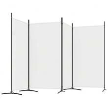 Stunning Four Panel White Fabric Room Divider 346x180 Cm Elegant Screen - White - View 4