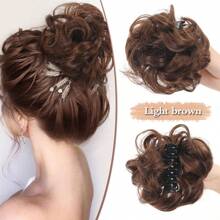 Chignon con fermaglio a pinza in capelli sintetici ricci, resistente al calore, con boccoli naturali, fermagli per extension capelli, colori nero, marrone, biondo, adatto per l'uso quotidiano, 40g 1 pezzo