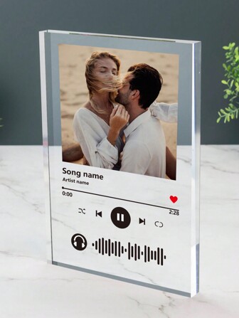 1pc Customized Acrylic Music Plaque With Stand, Photo Frame, Portrait Gift, Personalized Couple Gift, Father's Day, Mother's Day, Graduation, Anniversary, Family Portrait, Bedroom/Living Room Decor, Decor For Valentine's Day, For Anniversaries, For Weddings, For Mother's Day, For Youth's Day, For Birthdays, For Father's Day, For Graduation, Custom, Personalized, Unique, Ideal Gifts For Him, For Anniversaries, For Valentine's Day, For Mother's Day, For Weddings, For Housewarming,Warm Ambience, Autumn Home Refresh, Xmas Decoration,Home Harmony,Elegant Living,Artful Living