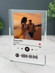 1件定制亚克力音乐牌匾带支架，可作相框、肖像礼品、个性化情侣礼物、父亲节、母亲节、毕业典礼、周年纪念、全家福、卧室/客厅装饰、情人节装饰、周年纪念、婚礼、母亲节、青年节、生日、父亲节、毕业典礼、送给他的理想礼物、周年纪念、情人节、母亲节、婚礼、乔迁之喜、营造温馨氛围、秋季家居焕新、圣诞节装饰、家庭和谐、办公室装饰、优雅客厅、家居装饰客厅 - 彩色 - 查看 5