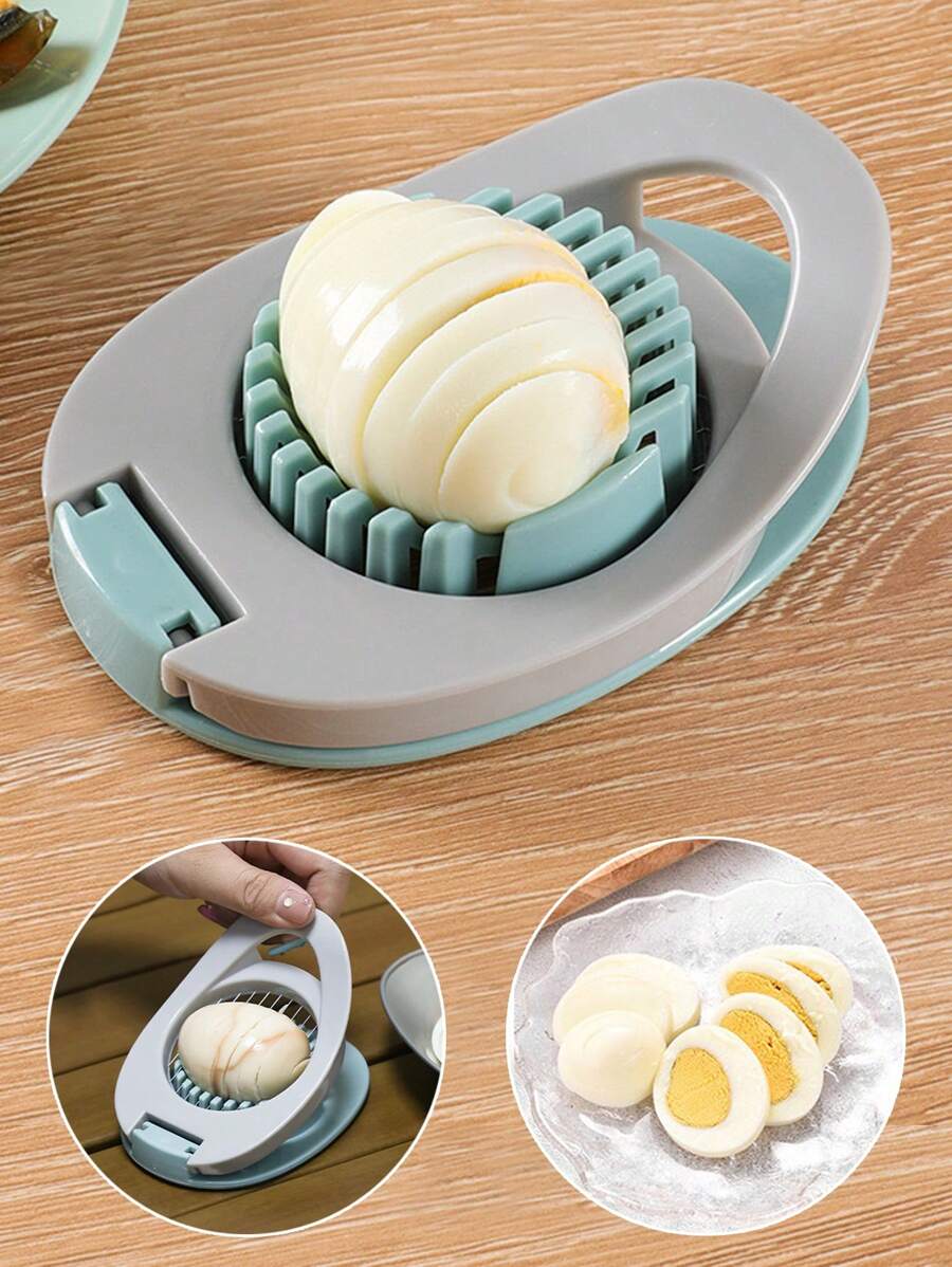 1pc Egg Slicer, Suitable For Slicing Boiled Eggs And Strawberries, With Stainless Steel Wire, Kitchen Egg Cutting Tool