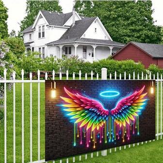1 件发光霓虹天使翅膀墙壁艺术 - 多功能织物装饰，适用于客厅、卧室、办公室和户外空间 - 完美的派对配饰和节日礼物
