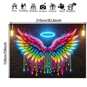 1 件发光霓虹天使翅膀墙壁艺术 - 多功能织物装饰，适用于客厅、卧室、办公室和户外空间 - 完美的派对配饰和节日礼物