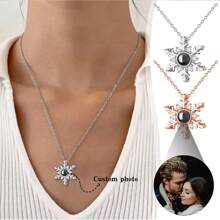 Projection Necklace Custom Photo Necklace Christmas Snowflake Necklace Girlfriend's Mother Christmas Gift