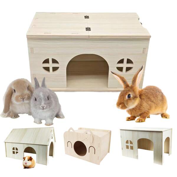 1 Stück Holzhaus, Habitat, Spielzeug, Spiel, Bewegung, Interaktion, Fütterung, Unterkunft, Klettern, Spielhaus, geeignet für Meerschweinchen, Kaninchen, Igel, Hamster, Weihnachts- und Neujahrsgeschenk