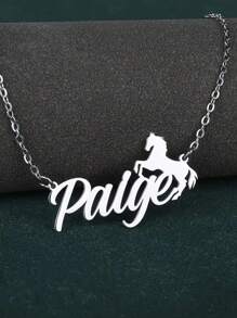 1 pieza Collar personalizado con letra del nombre en inglés de caballo en opcionales de plata y oro rosa, regalo de día de la madre, cumpleaños, aniversario, San Valentín, accesorios de moda para fiesta, regalo de cumpleaños para dama, regalo de Navidad