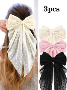 3 pezzi/set Fermagli per capelli di grandi dimensioni, accessori per capelli da donna, fermagli a fiocco francesi, fermagli a fiocco con coda lunga, adatti per donne e ragazze (beige, rosa, nero), fermagli a pinza, accessori per capelli, forniture scolastiche, decorazioni per capelli, accessori per San Valentino, accessori per la testa - Multicolore - Visualizzare 5