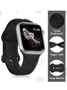 3D Blumen geprägtes Band kompatibel mit Bändern 49mm 46mm 45mm 44mm 42mm 41mm 40mm 38mm, Schmetterlings Blumen wasserdichte Sport Silikon Armband Ersatz Armband kompatibel mit Serien 10 9 8 7 6 5 4 3 2 1 SE für Frauen