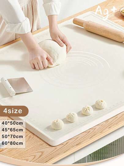 Silicone Baking Mat,Extra Thick Large Non Stick Sheet Mat With Measurement Non-Slip Dough Rolling Mat,Reusable Silicone Counter Mat For Making Cookies,Macarons,Bread & Pastry, Beige