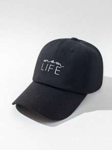 1pc Unisex Y2K Mom Life Embroidered Letter Washed Breathable Fashion Versatile Baseball Cap, Suitable For Casual Everyday Wear,Summer,Beach,Hat,Holiday,Travel - Full Black - View 2