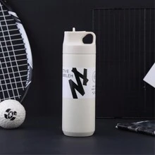 1 pieza Vaso con pajita de 550ML/18OZ, vaso térmico aislado al vacío de acero inoxidable 304 con tapa, taza de viaje portátil, botella de agua para exteriores y camping