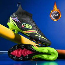 1 Paar WEJIESS Unisex Fußball/Fußballschuhe mit Stollen und wärmender Innenfütterung, rutschfeste AG-Stollen für Außenbereich, warme Winter Profifußballstiefel mit hohem Schaft und kurzen Stollen