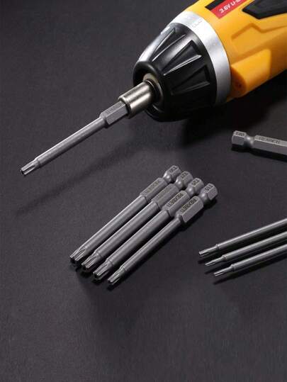 12pcs 50mm 1/4" Torx Security Screwdriver Bit Set Extended Hollow Design And Hexagonal Handle T5-T40 Sizes, 1/4 Inch Hex Shank, Tools For Men