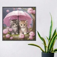 1 套 30-40 英寸钻石画，5D DIY 手工猫设计，无框空间装饰，惊喜礼物