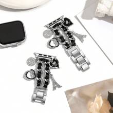 1pc Women's Stainless Steel Metal Eiffel Tower Style Watch Band Compatible With 38/40/41/42/44/45/49mm Ultra/SE/8/7/6/5/4/3/2/1 - Silver - View 2