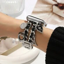 1pc Women's Stainless Steel Metal Eiffel Tower Style Watch Band Compatible With 38/40/41/42/44/45/49mm Ultra/SE/8/7/6/5/4/3/2/1 - Silver - View 5