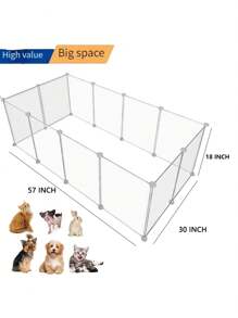 12pcs Transparent Pet Playpen, 18" High - Portable, Foldable & Easy To Assemble Safety Fence For Small Animals, Indoor/Outdoor Use, Ideal For Rabbits, Puppies, Guinea Pigs, Ferrets, Mice, Hamsters, Hedgehogs, Turtles - Clear - View 4