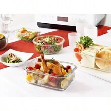 4 pezzi/2 pezzi/1 pezzo Contenitori per alimenti in vetro resistenti al microonde con chiusura a scatto, ciotole per la preparazione dei pasti adatte per ufficio, casa, dormitorio