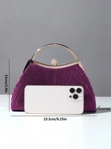 Glitter Bling,Shiny Glamorous,Elegant 1pc Rhinestone Decorated Fashionable Metallic Clutch Evening Bag, Suitable For Women's Parties, Weddings, Dinners, Banquets Dinner Bag For Party Girl,Woman,For Female Perfect For Party,Wedding,Prom,Dinner/Banquet,For Best Gift For Women - 紫色 - 查看 3