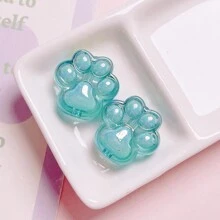 2 pezzi Grazioso materiale per DIY, perline in acrilico trasparente a forma di zampa di gatto, ciondoli per cinturini di telefoni e portachiavi