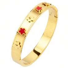 Bộ quà tặng phụ kiện trang sức 3 món cho nữ - Mặt dây chuyền hình cỏ ba lá và hoa mận đính đá, Vòng tay hạt thép không gỉ, Thích hợp làm quà tặng tình bạn và trang sức dự tiệc - Bộ đồ hoa bốn lá - Xem 21