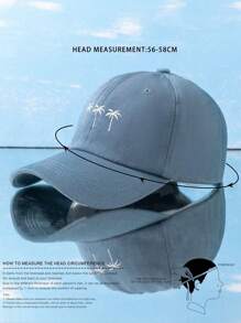 1 件男女通用印花 3 椰子树棒球帽，可调节户外休闲帽