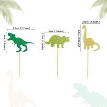 Toppers Fofos para Cupcakes de Revelação de Gênero de Dinossauro Azul e Rosa, Decorações para Festa de Aniversário Feliz Tema Jurássico para Bebê