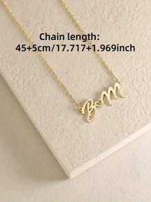1 件金银玫瑰金定制心形吊坠项链，女士个性化镂空心形字母吊坠项链，优雅双字母项链不锈钢铭牌字母项链定制珠宝情人节礼物时尚派对配饰女士生日礼物圣诞礼物 - 彩色 - 查看 4