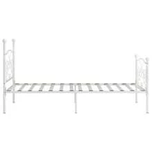White Metal Bed Frame 100x200 Cm Slatted Base No Mattress Included Durable Stylish Design - White - View 3
