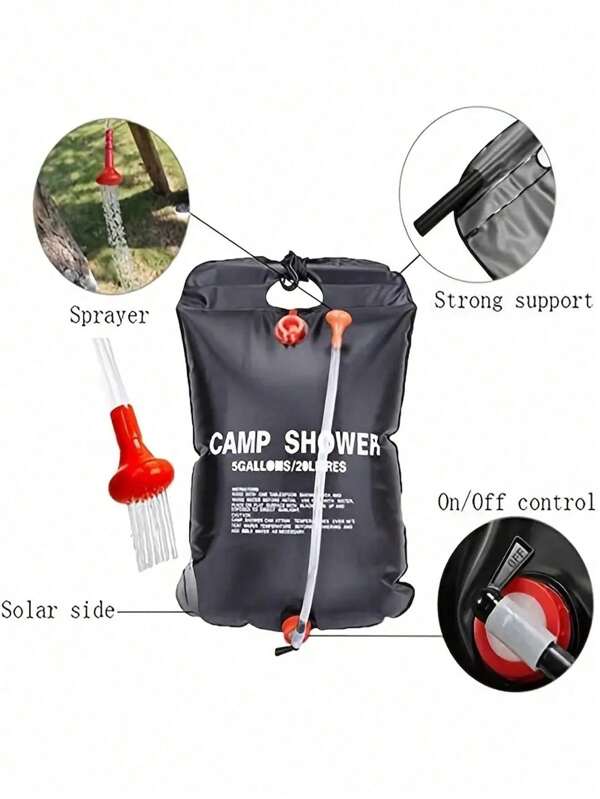 1pc Outdoor Camping Shower Bag, Hot Water Bag, Portable Bathing Rinse Spray Storage Bag
