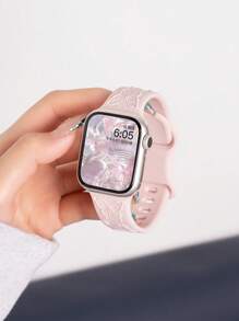 Pulseira de silicone esportiva à prova d'água com estampa floral 3D gravada compatível com 49 mm, 46 mm, 45 mm, 44 mm, 42 mm, 41 mm, 40 mm e 38 mm, pulseira de substituição compatível com série 10, 9, 8, 7, 6, 5, 4, 3, 2, 1 SE para mulheres