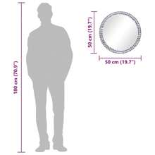 Contemporary 50 Cm Round Wall Mirror With Acrylic Crystal Rim - Stylish Tempered Glass Mirror For Easy Mounting In Bathroom Decor - Silver - View 5