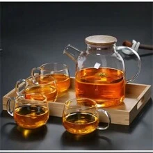 Minimalist Bamboo Lid Glass Teapot, Kitchenware - Transparent Color - View 9