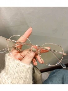 1副女士高档学生圆脸展示镜平面无度数眼镜素框，适用于电脑、阅读、游戏、电视和手机 - 彩色 - 查看 16