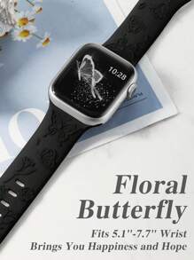 3D Blumen geprägtes Band kompatibel mit Bändern 49mm 46mm 45mm 44mm 42mm 41mm 40mm 38mm, Schmetterlings Blumen wasserdichte Sport Silikon Armband Ersatz Armband kompatibel mit Serien 10 9 8 7 6 5 4 3 2 1 SE für Frauen
